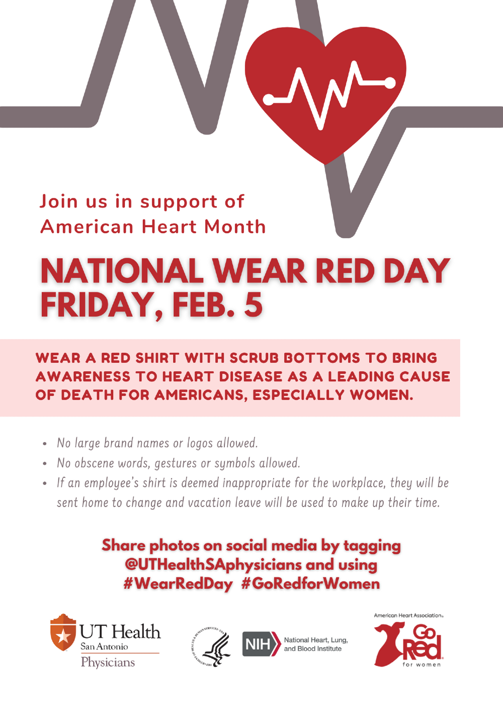 UT Health Physicians Wear Red Day on Feb. 5, 2021