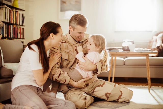soldier and family